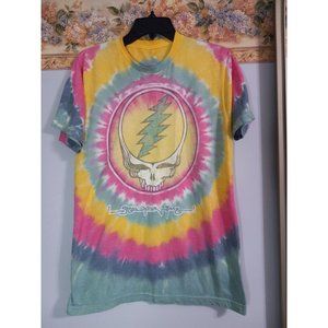 Liquid Blue Medium Tie Dye Skull Steal Your Face Colorful Hippie Rock T-Shirt To